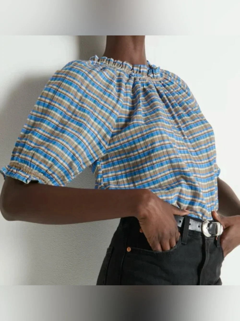 NWT- Nation Los Angeles - Whitney Top - Coastal Plaid Nation LTD